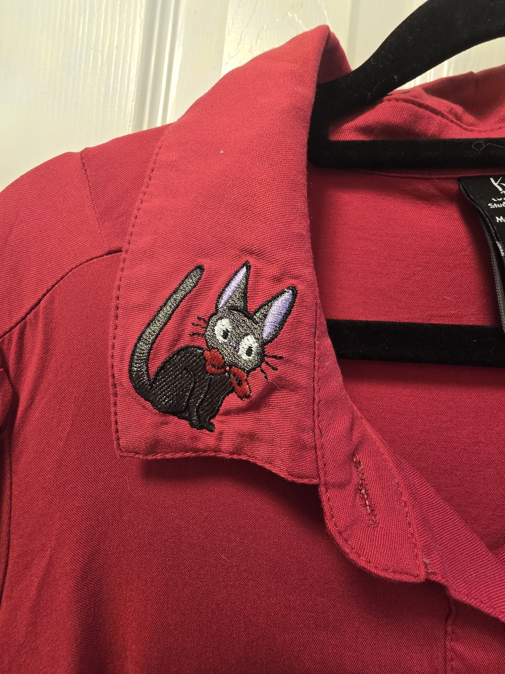 torrid Red Button-Down Shirt with Embroidered KIKI DELIVERY STUDIO GHILBI